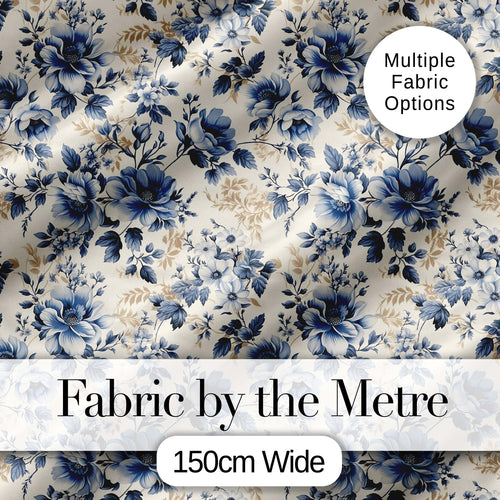 Classic Blue & Cream Floral Vintage Botanical Pattern