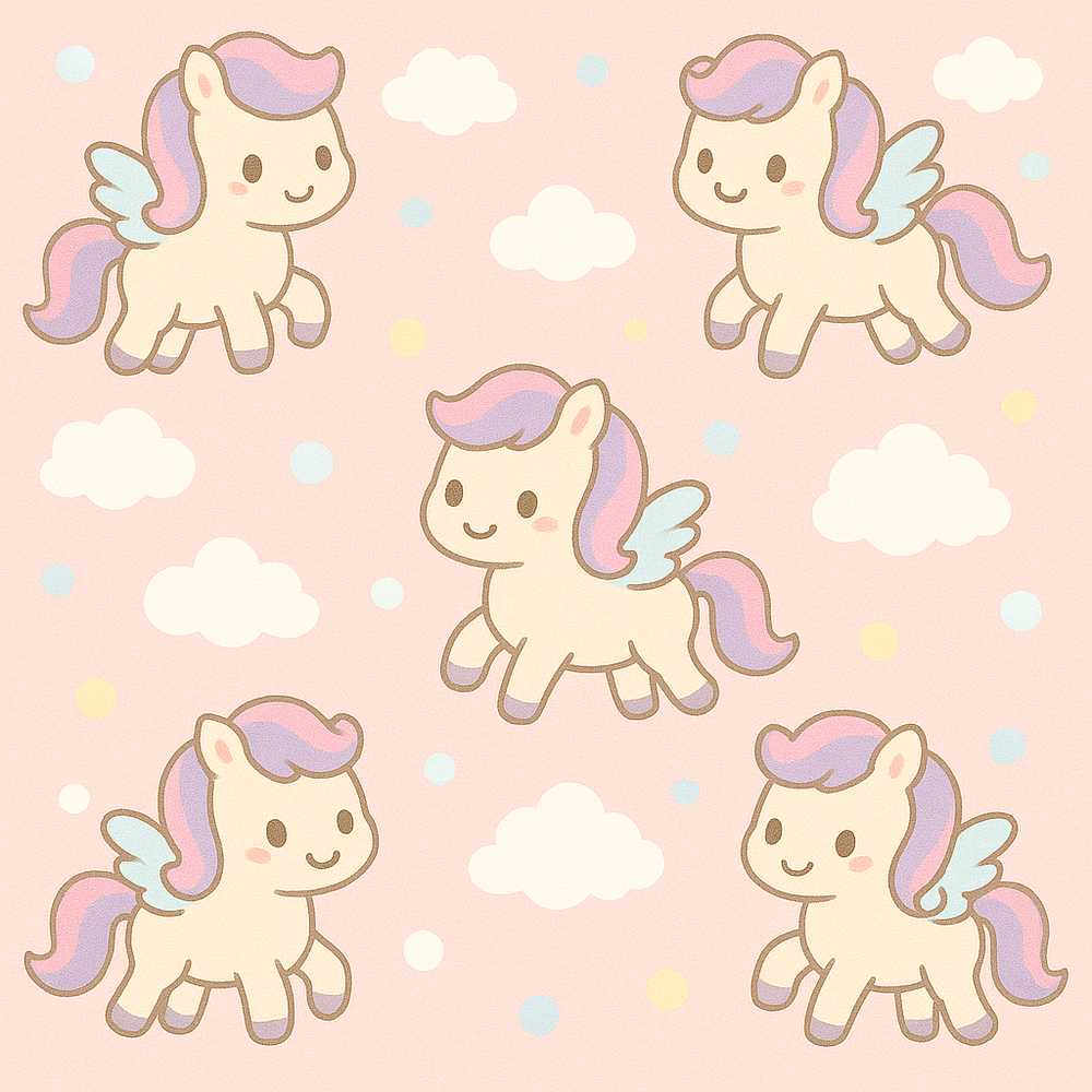 Cute Pegasus Unicorn Cartoon Animal Illustration Repeat Pattern