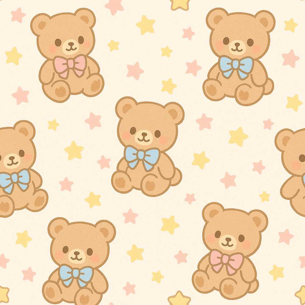 Cute Teddy Bear Bow Cartoon Animal Illustration Repeat