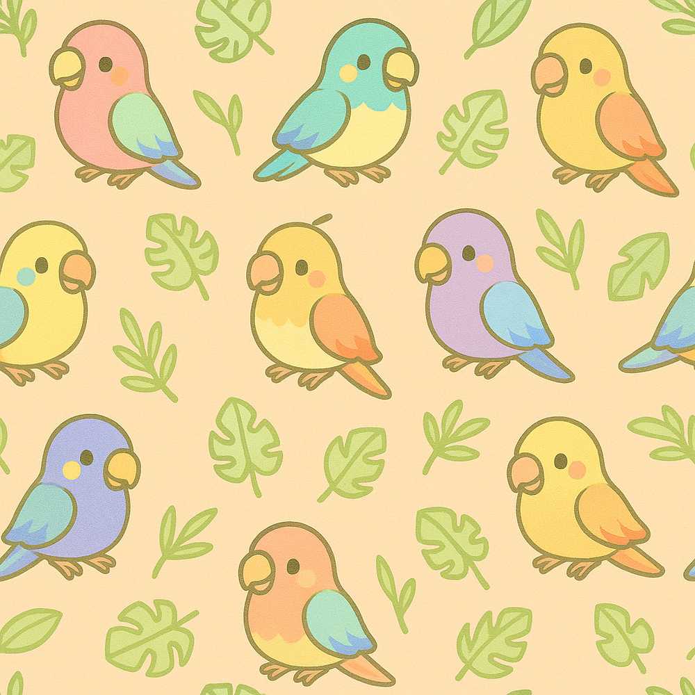 Cute Tropical Parrot Cartoon Animal Illustration Repeat Pattern