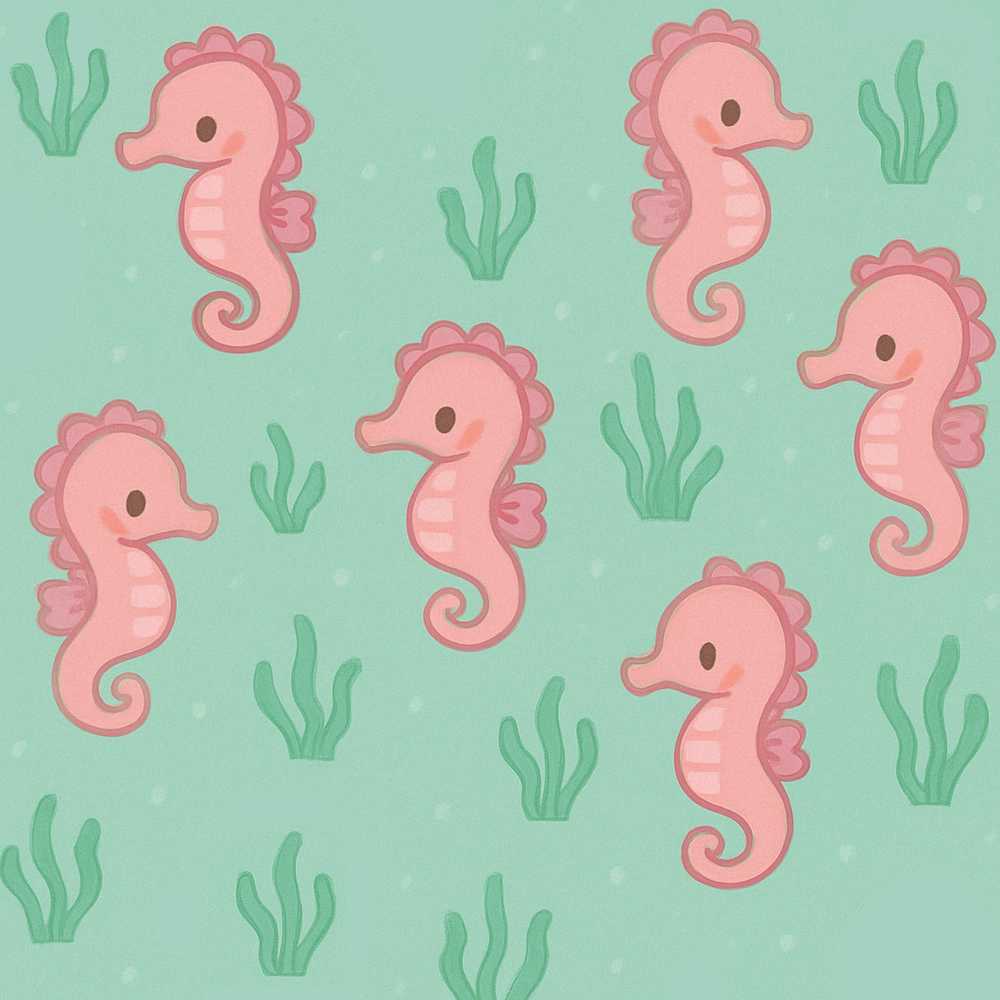 Cute Seahorse Ocean Cartoon Animal Illustration Repeat Pattern