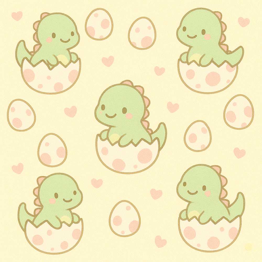 Cute Baby Dinosaur Egg Cartoon Animal Illustration Repeat