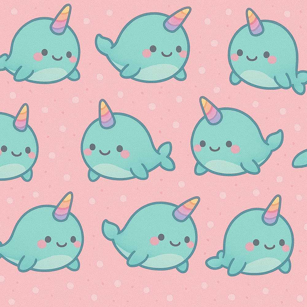 Cute Narwhal Unicorn Whale Cartoon Animal Illustration Repeat