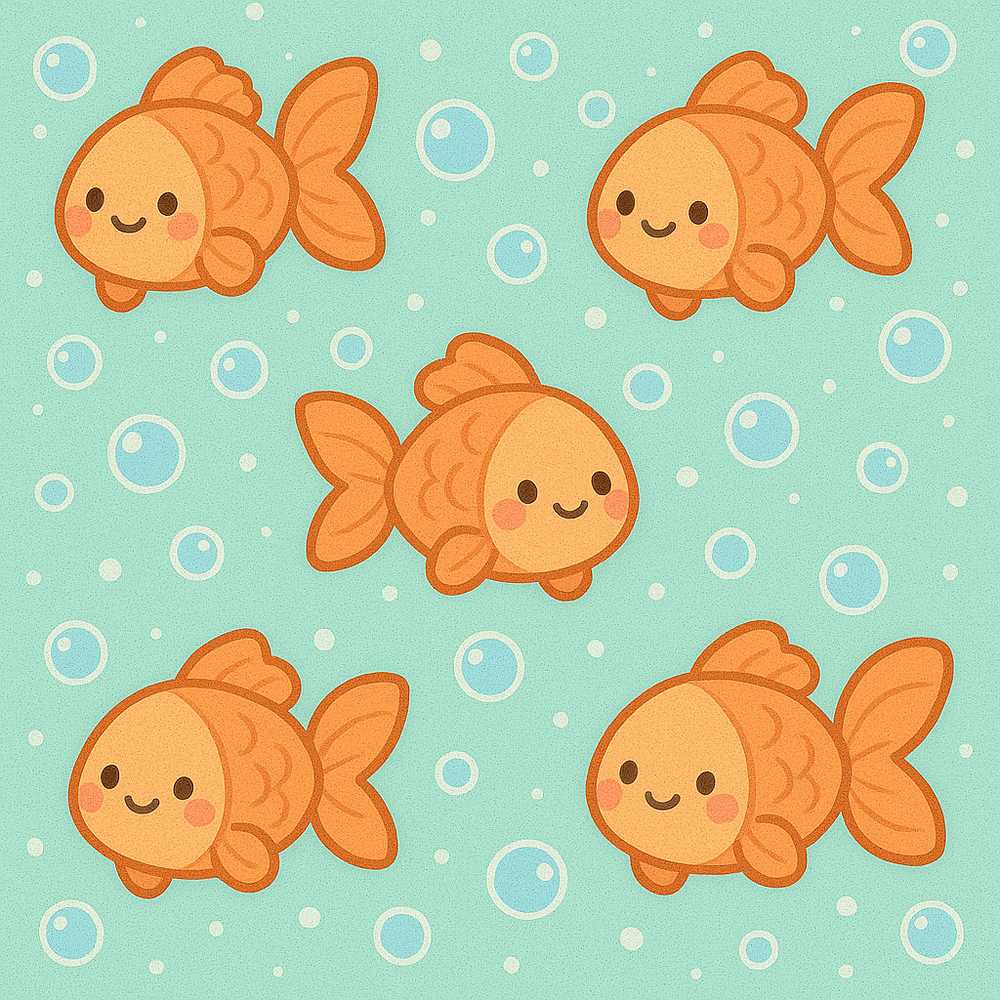 Cute Goldfish Cartoon Animal Ocean Illustration Repeat Pattern