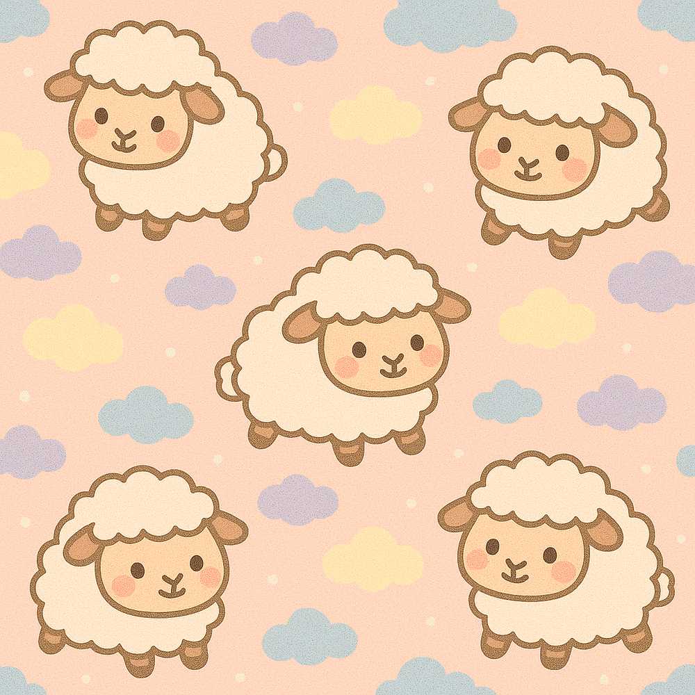Cute Sheep Cloud Cartoon Farm Animal Illustration Repeat
