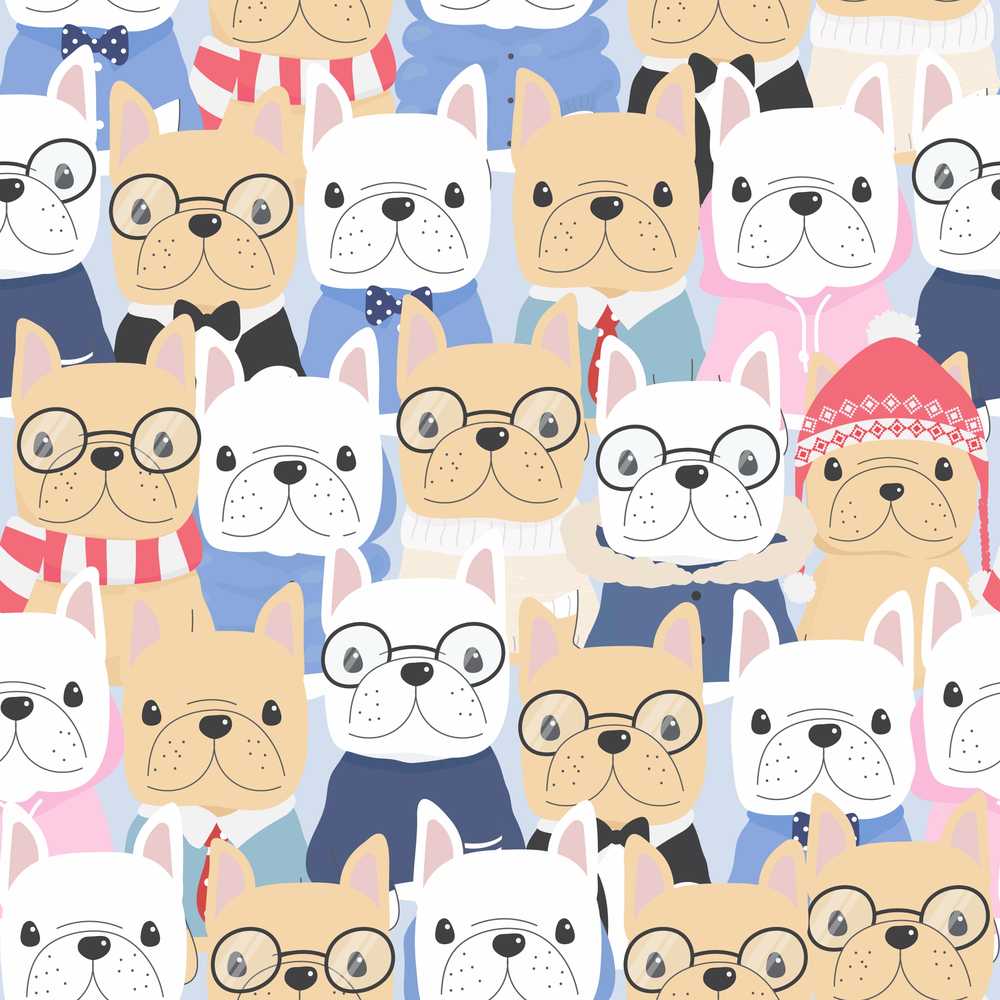Stylish French Bulldog Dogs Fashion Outfit Decorative Repeat