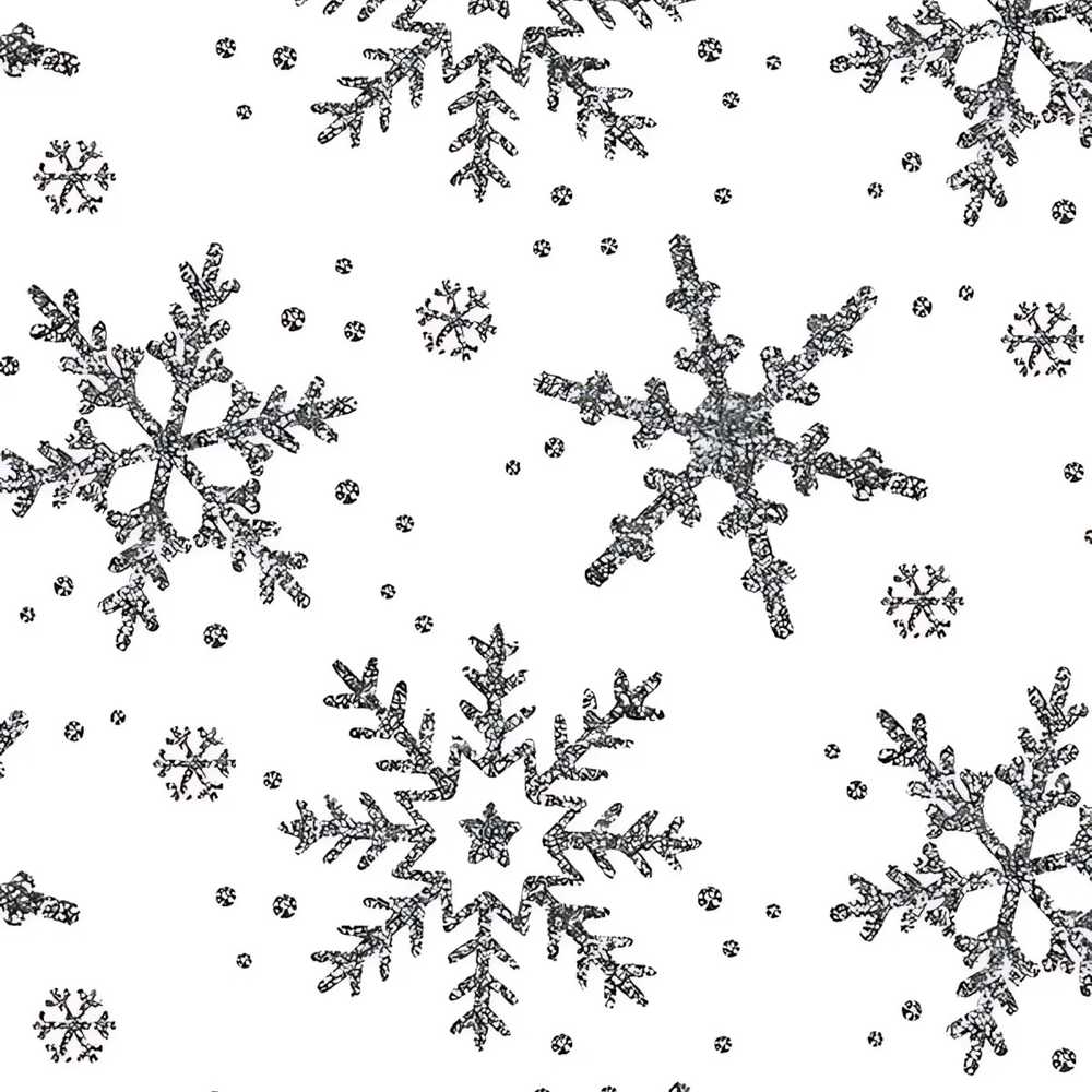 Black Snowflake Sketch on White Seamless Festive Holiday