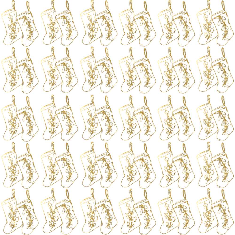 Gold Christmas Stockings Outline Festive Holiday Seasonal Pattern