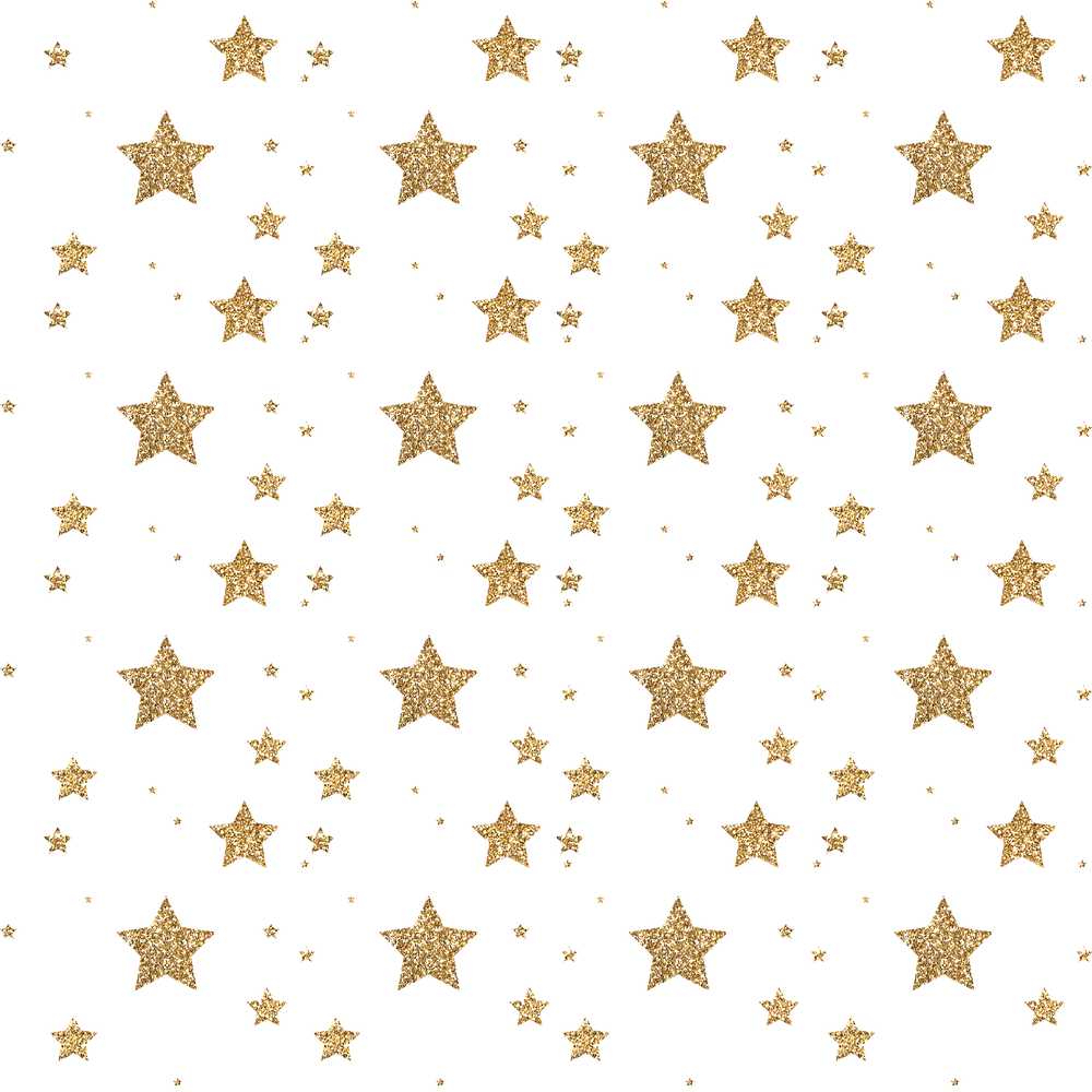Gold Glitter Stars on White Decorative Repeat Pattern