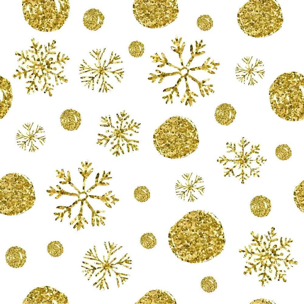 Gold Snowflakes and Glitter Dots Festive Holiday Seasonal