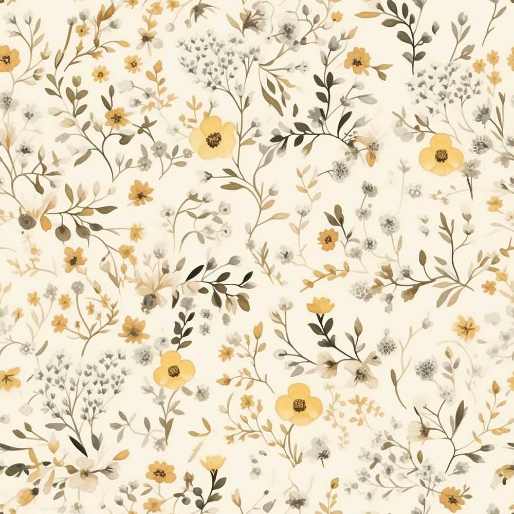 Soft Neutral Floral Botanical Digital Print by the Metre Sewing