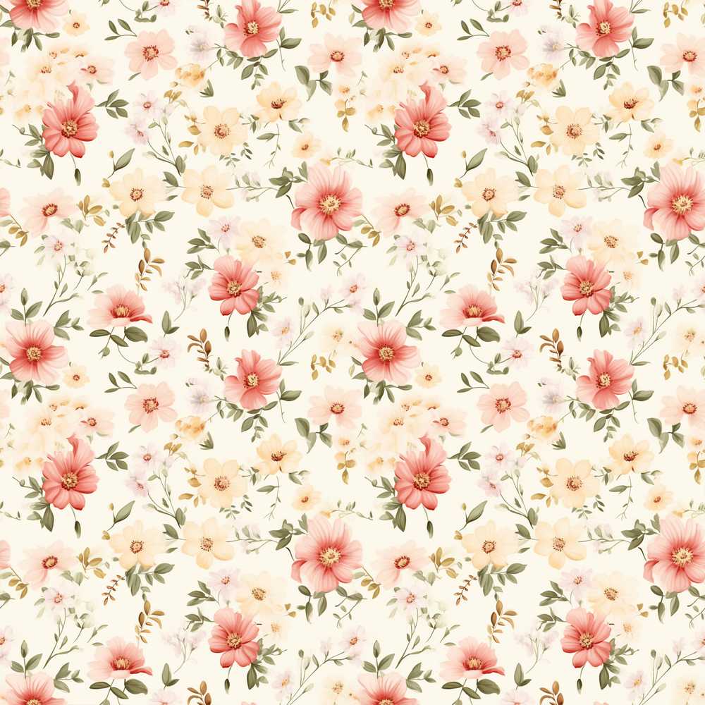 Pastel Flower Meadow Wildflower Pattern Botanical Decorative