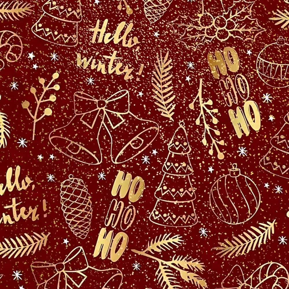 Christmas Gold Foil Typography Bells Tree Festive Digital Print by
