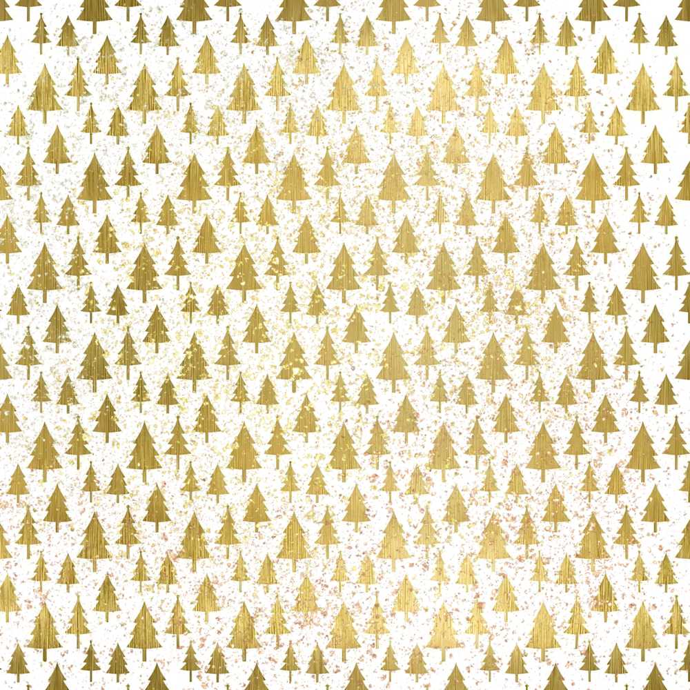 Gold Christmas Tree White Background Seamless Festive Holiday
