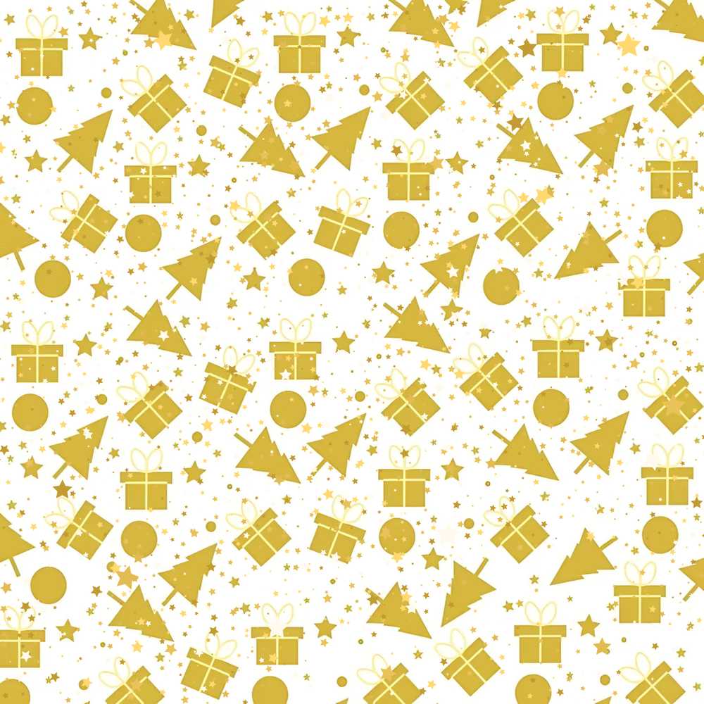 Gold Christmas Icons White Background Seamless Festive Holiday