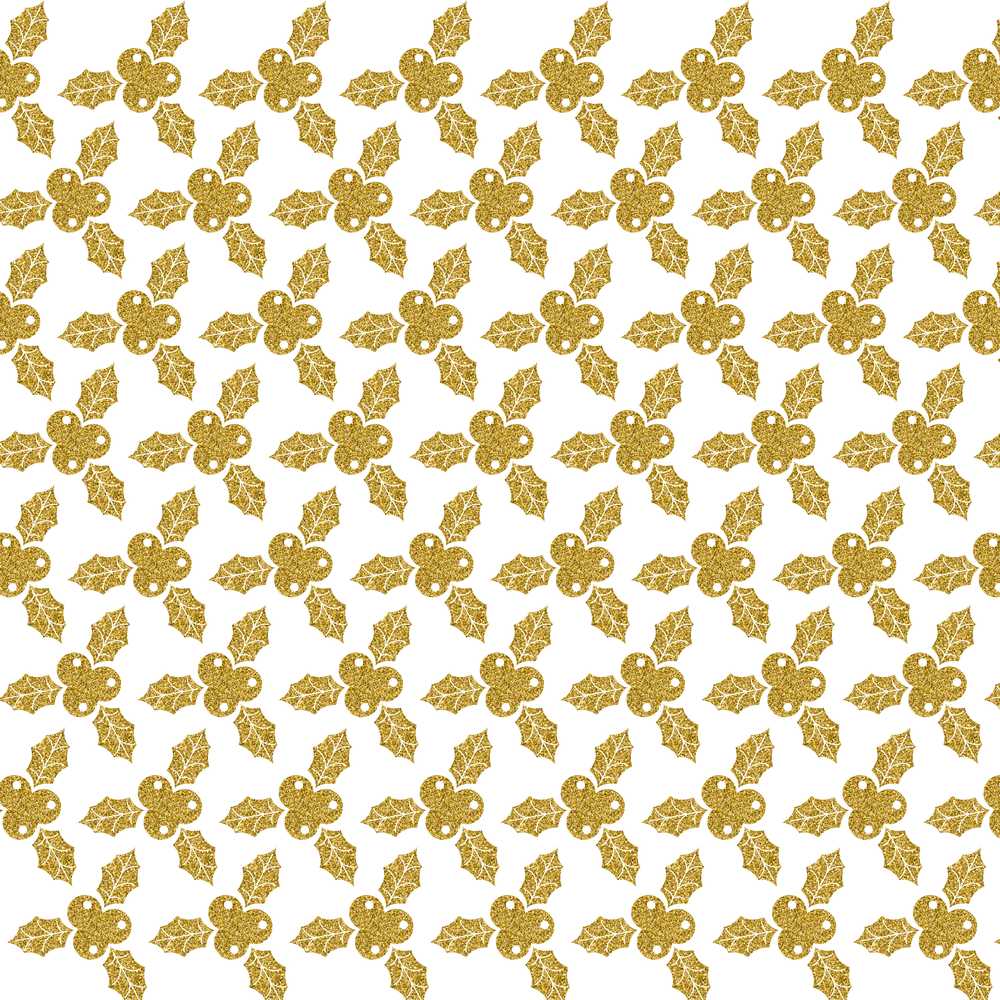 Gold Glitter Holly Christmas Festive Seamless Holiday Seasonal