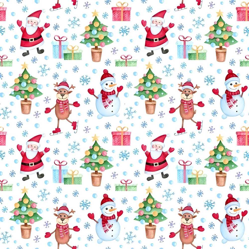 Santa Reindeer Christmas Tree Cute Holiday Seamless Festive
