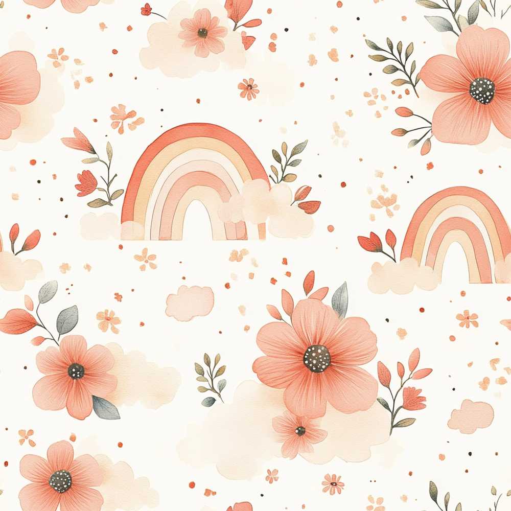 Soft Rainbow Floral Nursery Pastel Seamless Watercolour Wildflower Pattern
