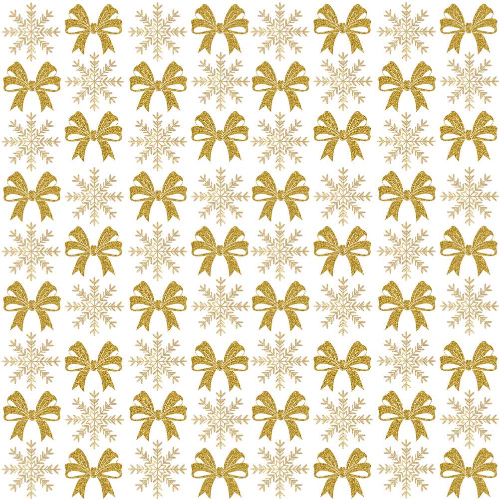 Gold Glitter Snowflake and Bow Christmas Festive Holiday
