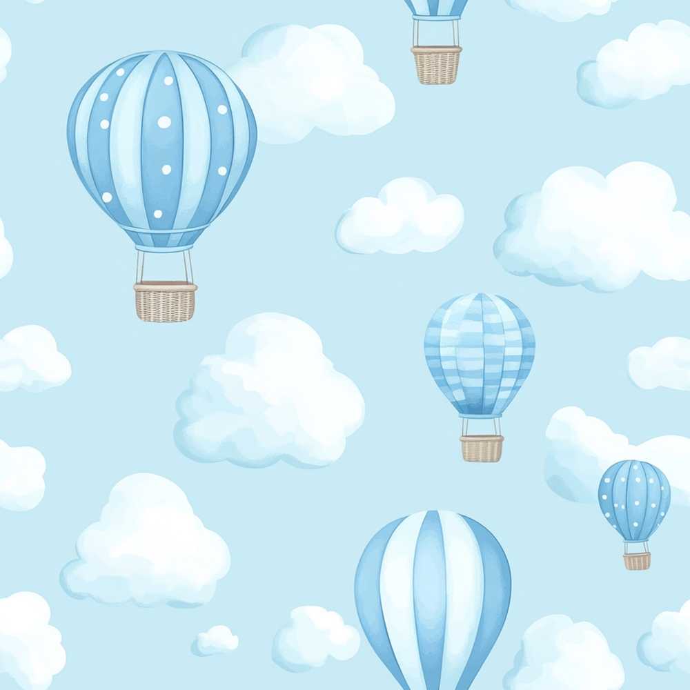 Blue Hot Air Balloon Sky Cute Nursery Decorative
