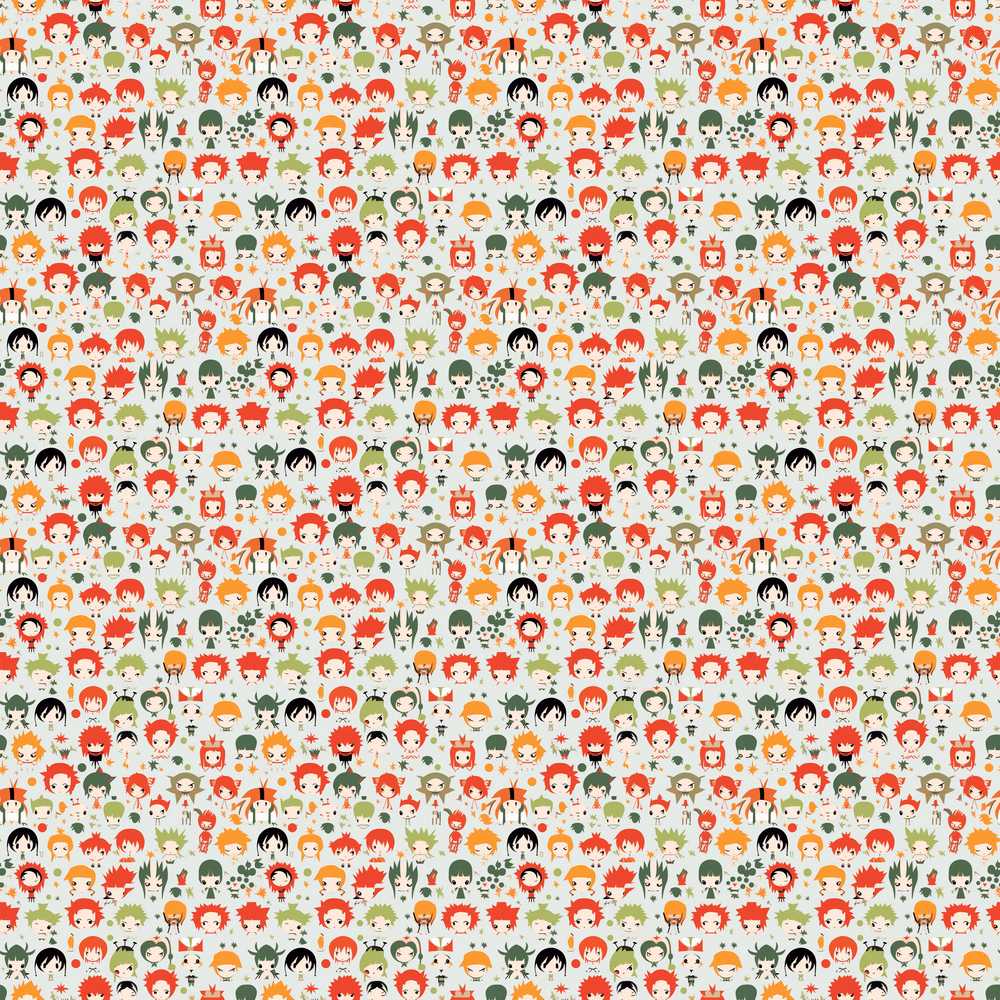 Chibi Cartoon Character Mixed Cute Kids Decorative Repeat