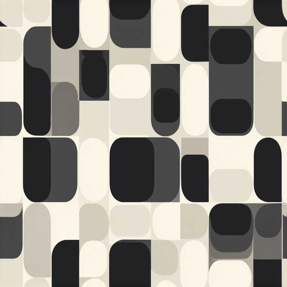 Modern Rounded Shapes Black Grey Minimalist Geometric Repeat