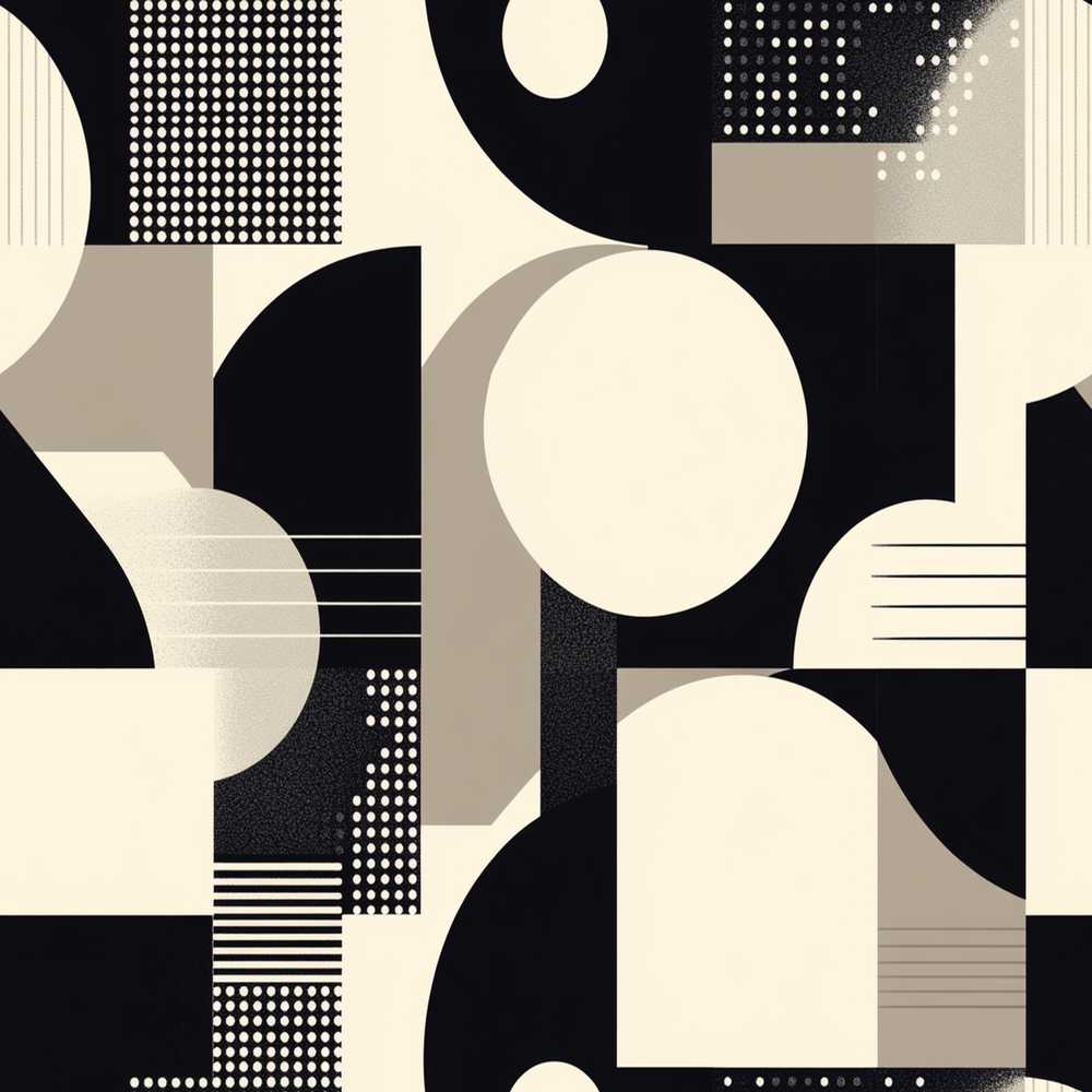 Modern Geometric Circles Black Cream Mid Century Abstract