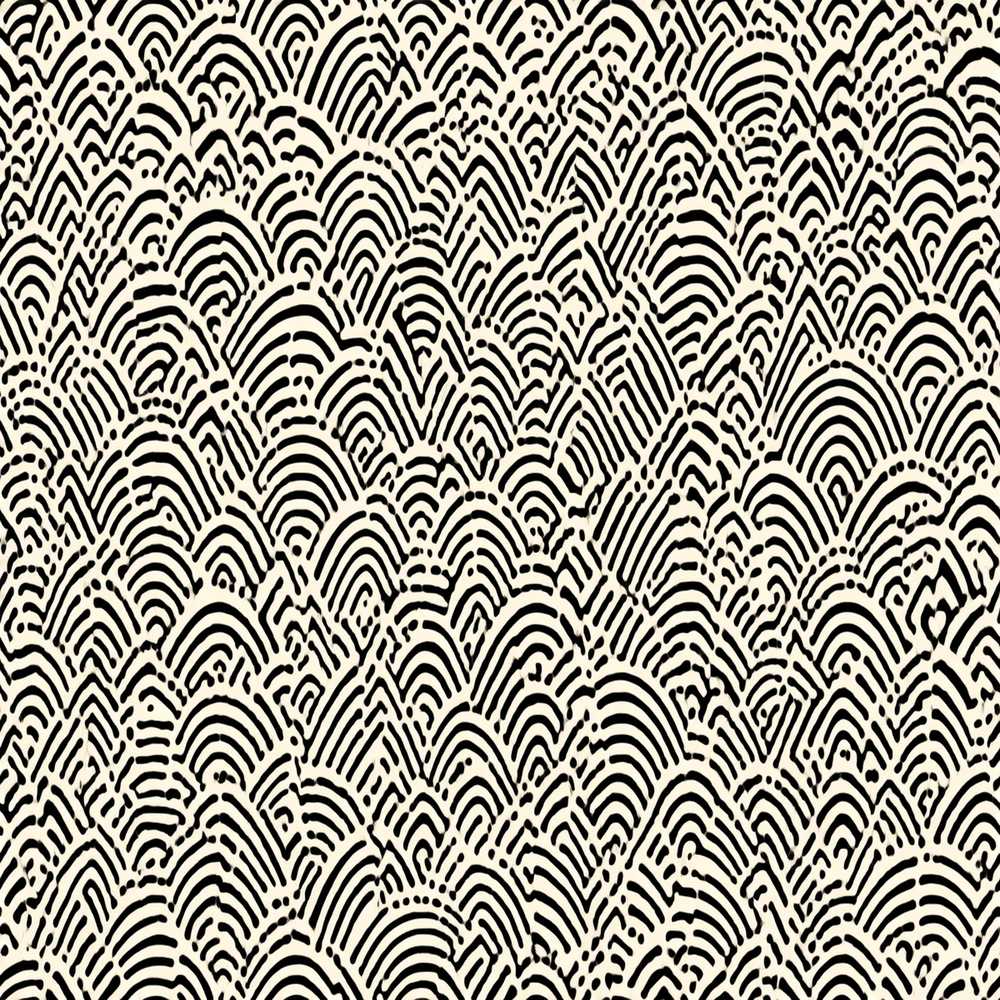 Wave Line Texture Black Cream Flowing Abstract Stripe