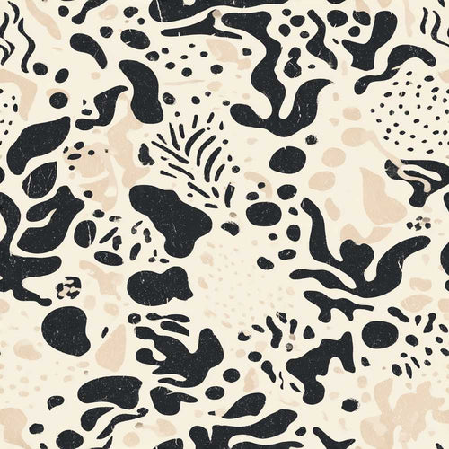 Abstract Organic Blobs Black Beige Modern Artistic Art