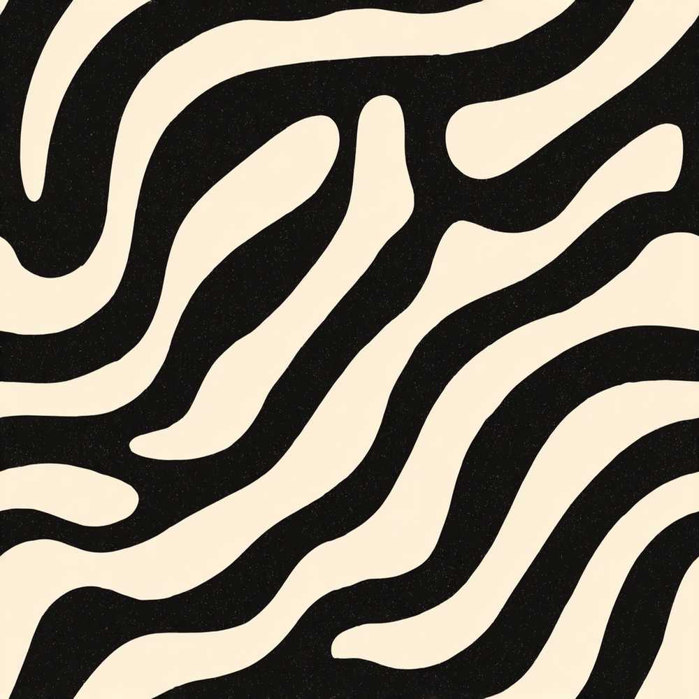 Fluid Zebra Waves Black Cream Organic Stripe Repeat