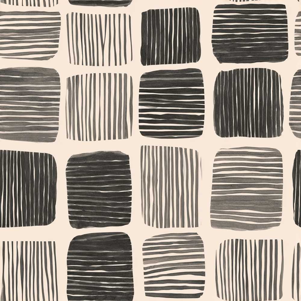 Mixed Stripe Blocks Black Grey Textured Patch Repeat