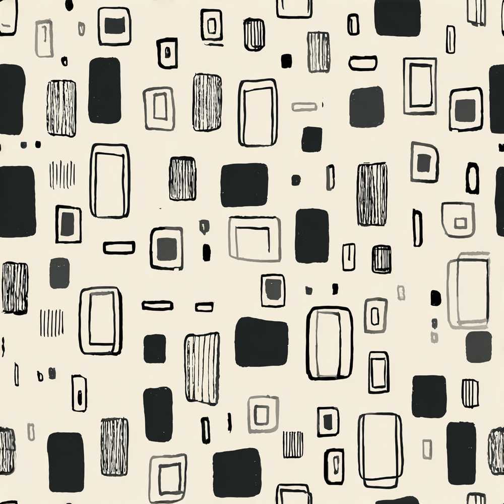 Scattered Rectangle Doodles Black Grey Minimal Geometric Repeat