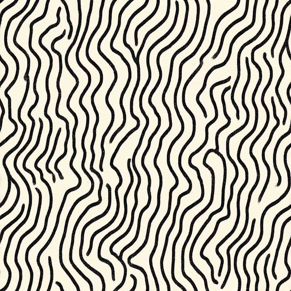 Flowing Wavy Lines Black Cream Organic Stripe Repeat