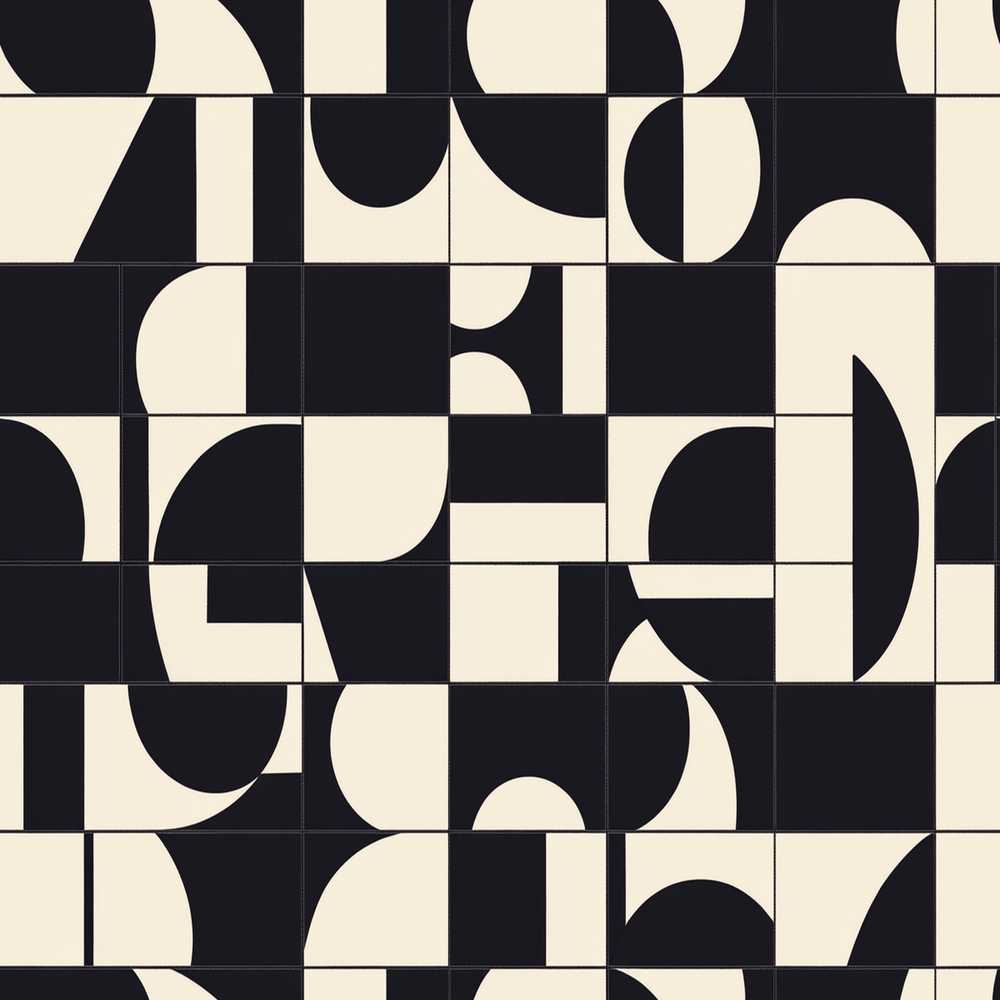 Abstract Cutout Grid Black Cream Modern Geometric Art