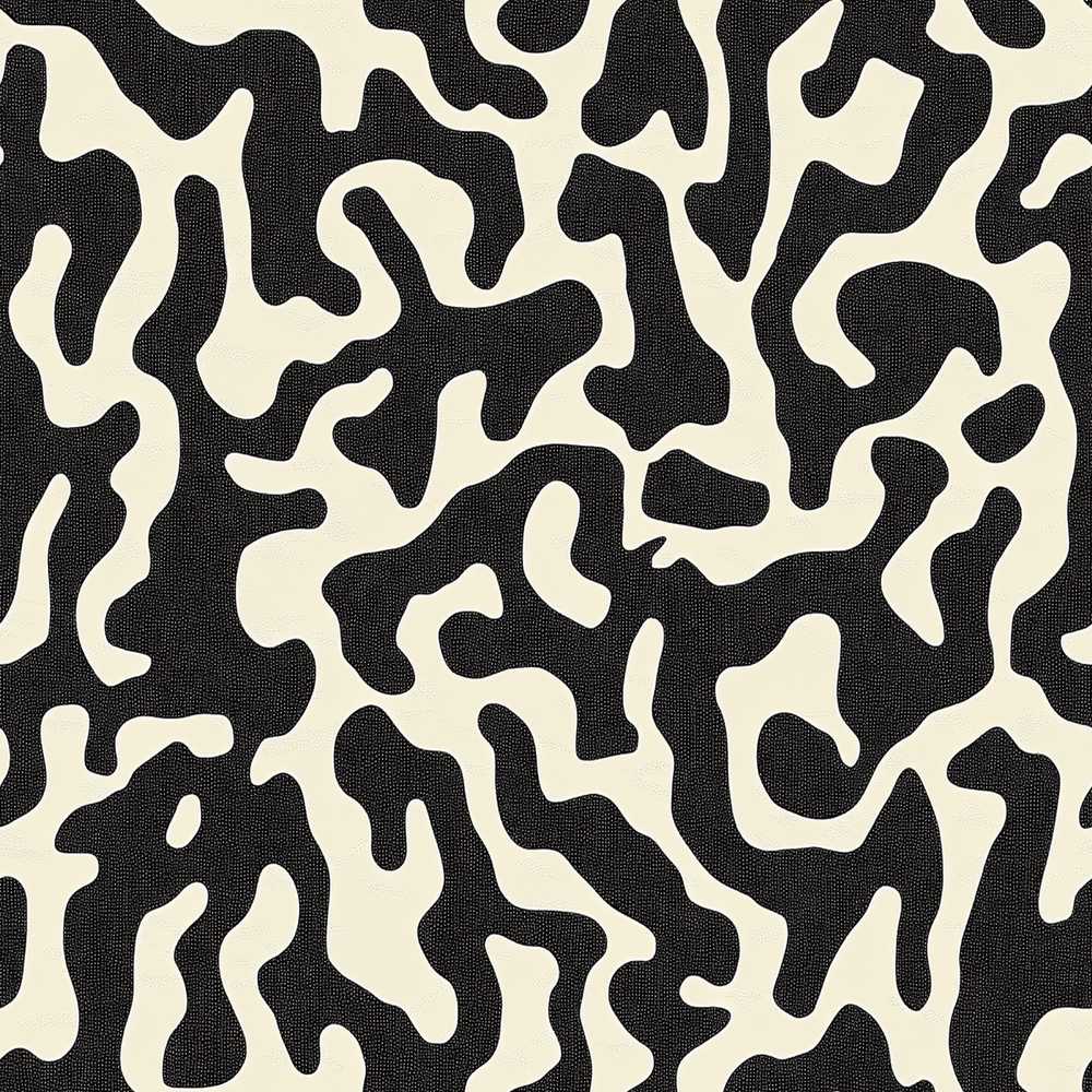 Concentric Circles & Stripes Black Cream Abstract Art