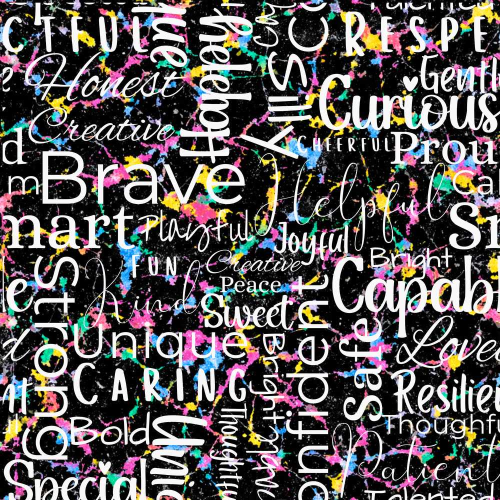 Pink Glitter Typography Black Motivational Word Decorative Repeat