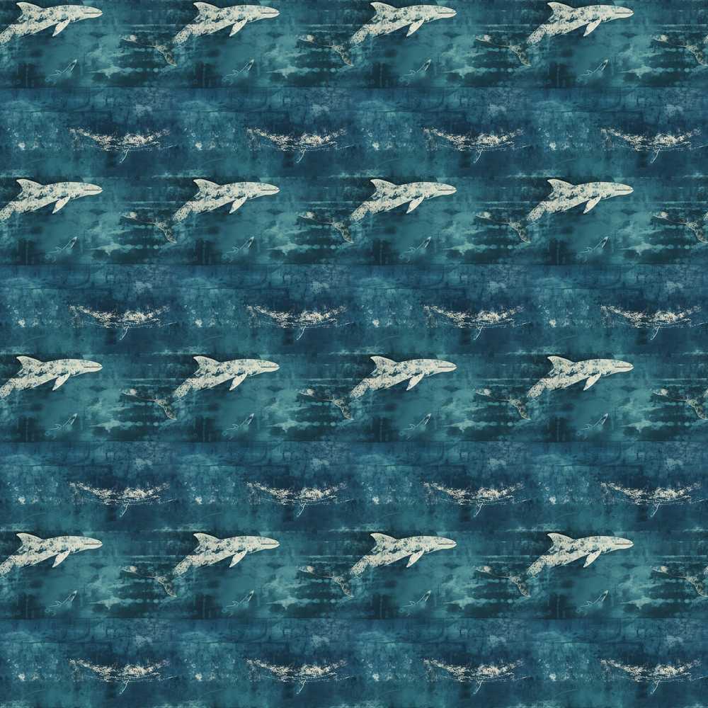 Dark Ocean Whale Deep Sea Marine Animal Illustration