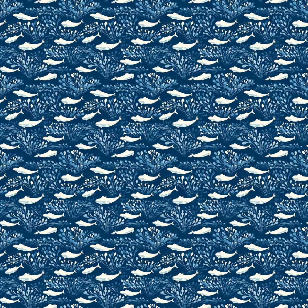 Light Blue Whale Cute Marine Animal Ocean Illustration