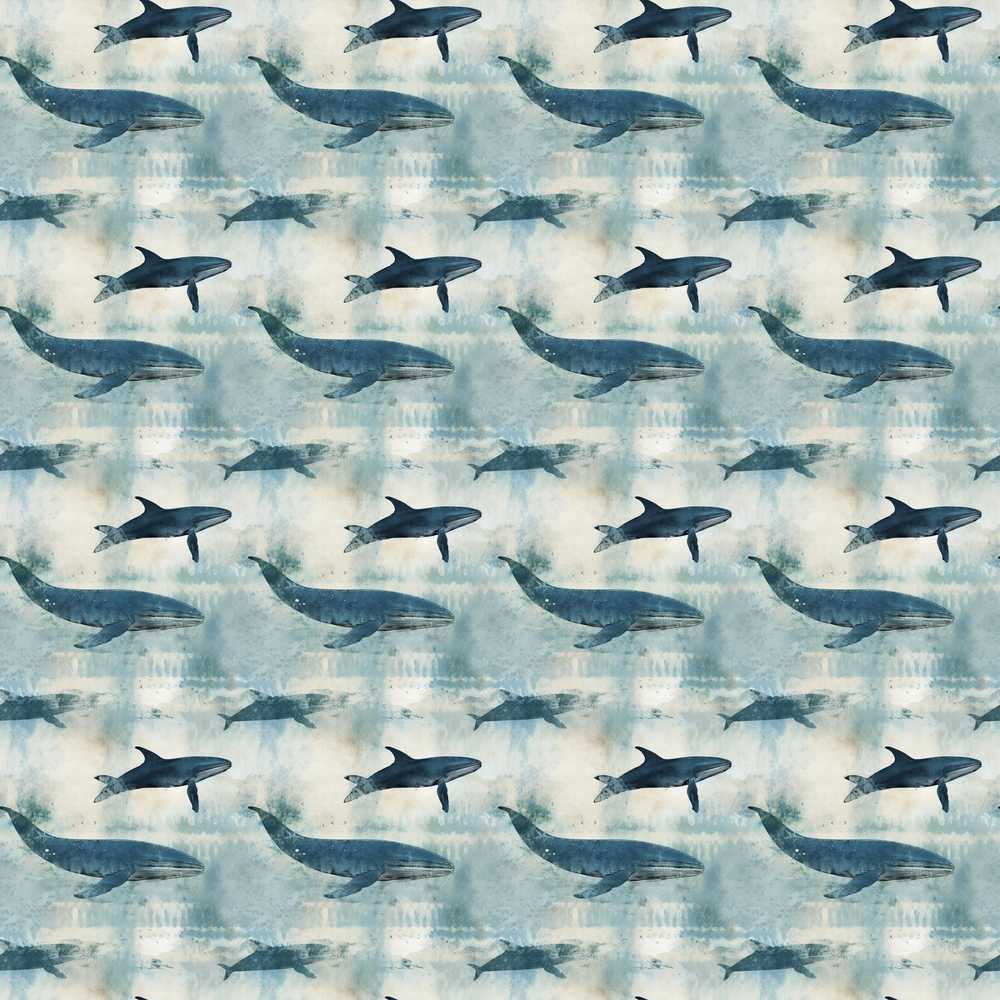Deep Teal Whale Minimal Marine Animal Ocean Illustration