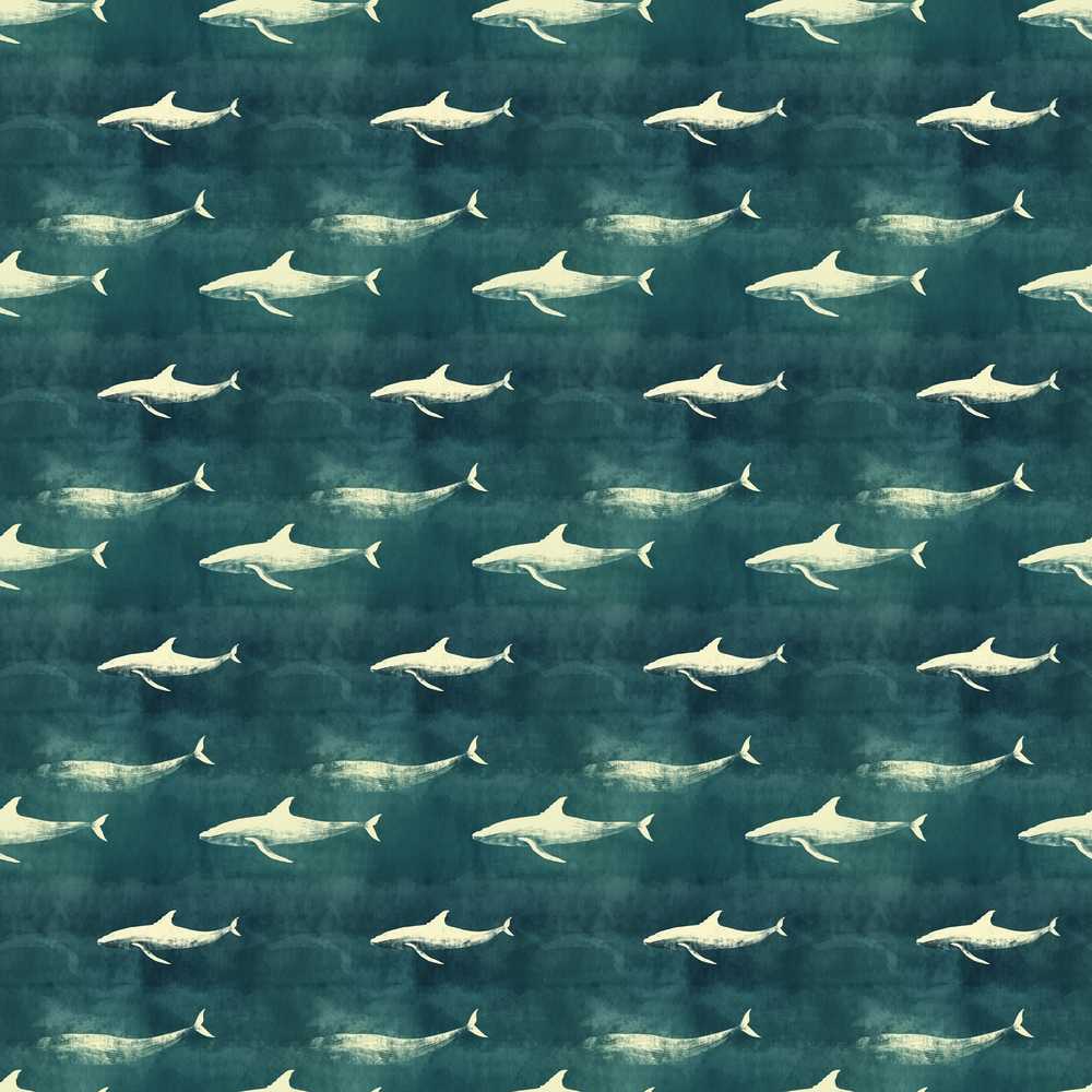 Dark Blue Whale Ocean Marine Animal Silhouette Illustration