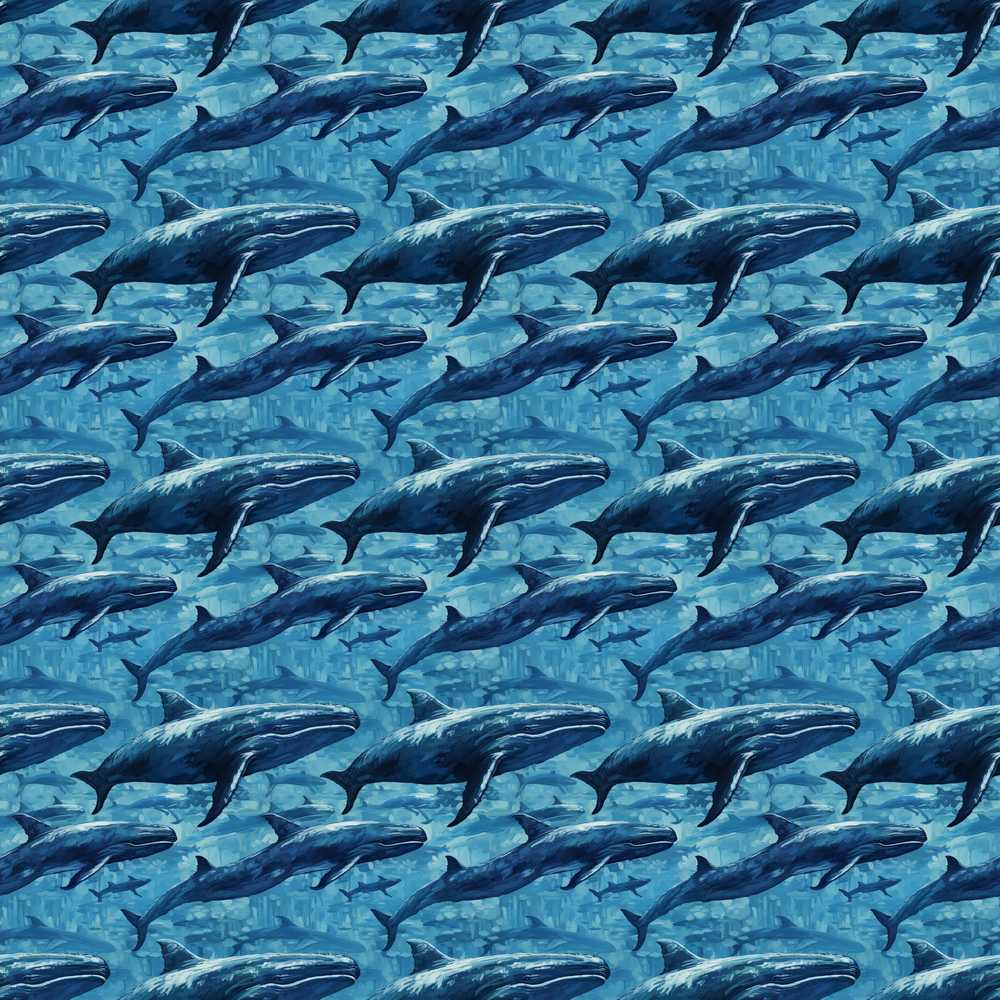 Deep Blue Whale Underwater Ocean Marine Coastal Illustration