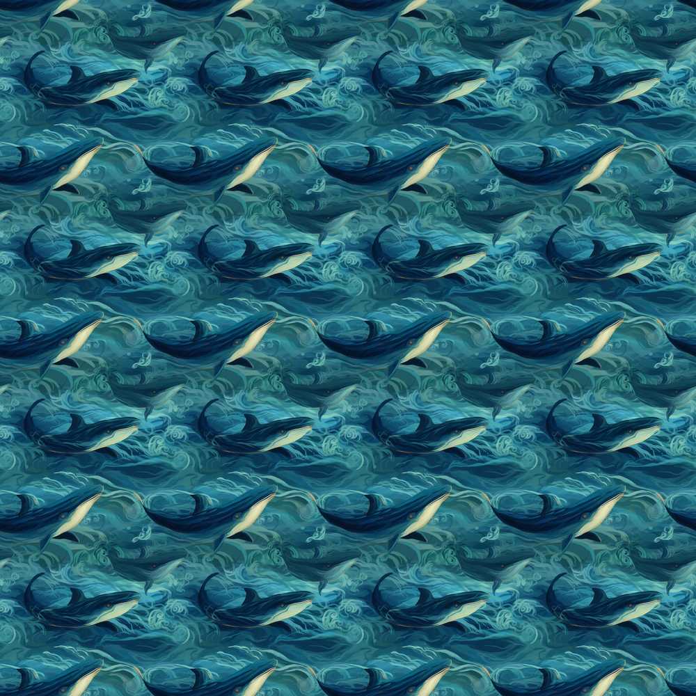Dark Blue Whale Wave Underwater Ocean Coastal Illustration