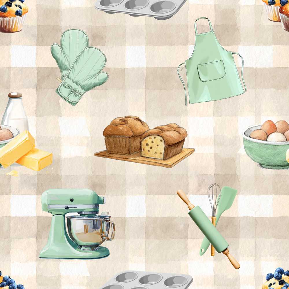 Baking Kitchen Tools Beige Background Cooking Decorative Repeat