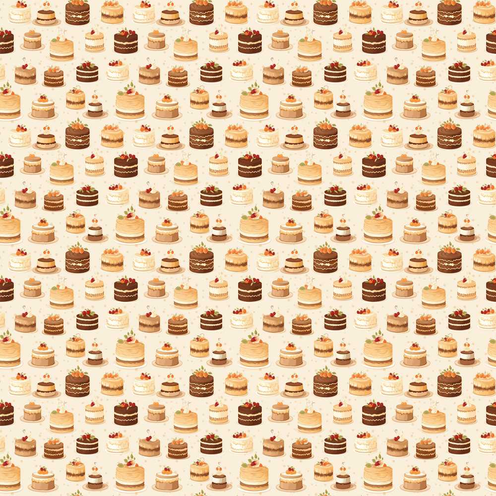 Cake Grid Vintage Dessert Food Illustration Repeat Pattern