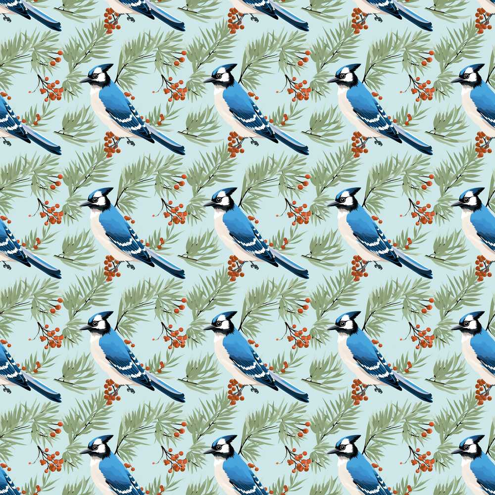 Blue Jay Bird Watercolor Branch Artistic Nature Background