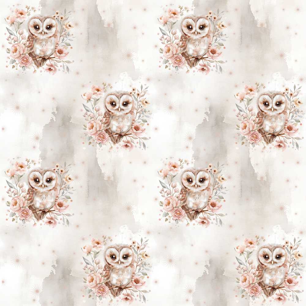 Cute Owl Floral Pastel Nursery Wildflower Pattern Botanical