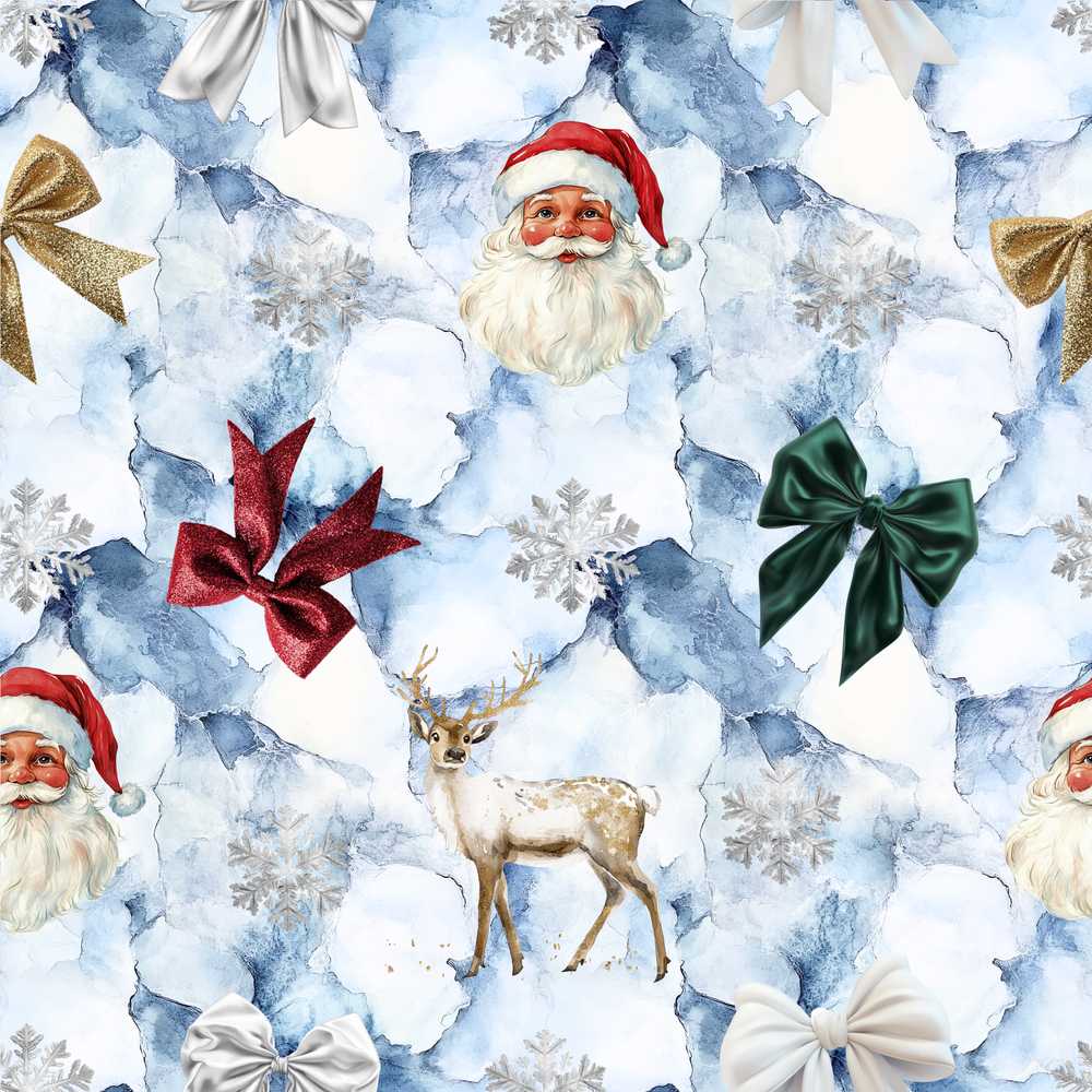 Christmas Santa Reindeer Snowflake Bow Festive Holiday Seasonal