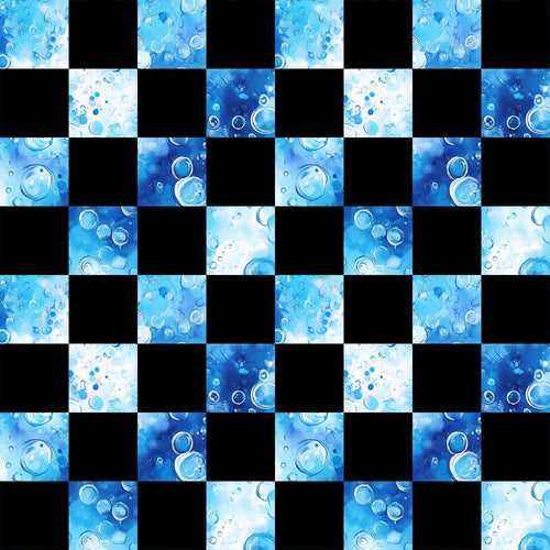 Abstract Blue Bubble Checkered Art Texture Pattern Design