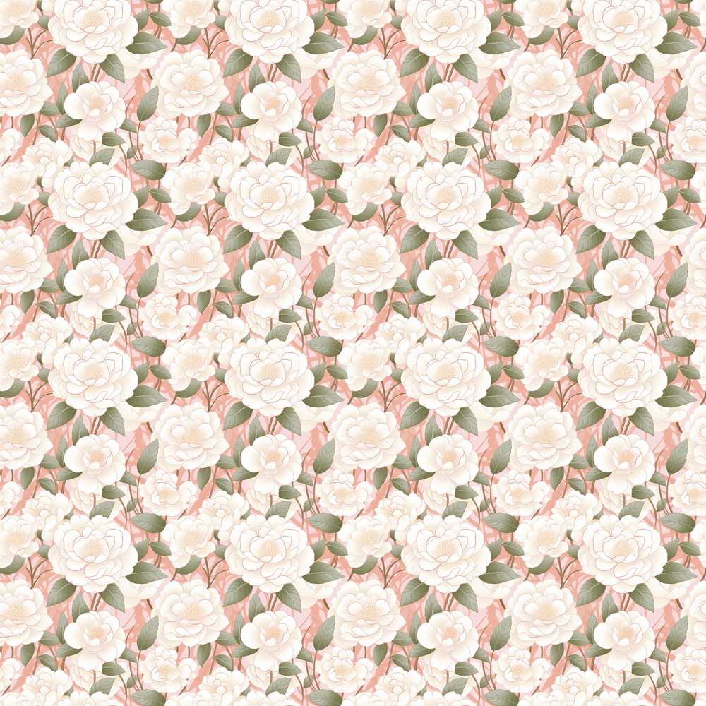 Coral Rose Vintage Floral Wildflower Pattern Botanical