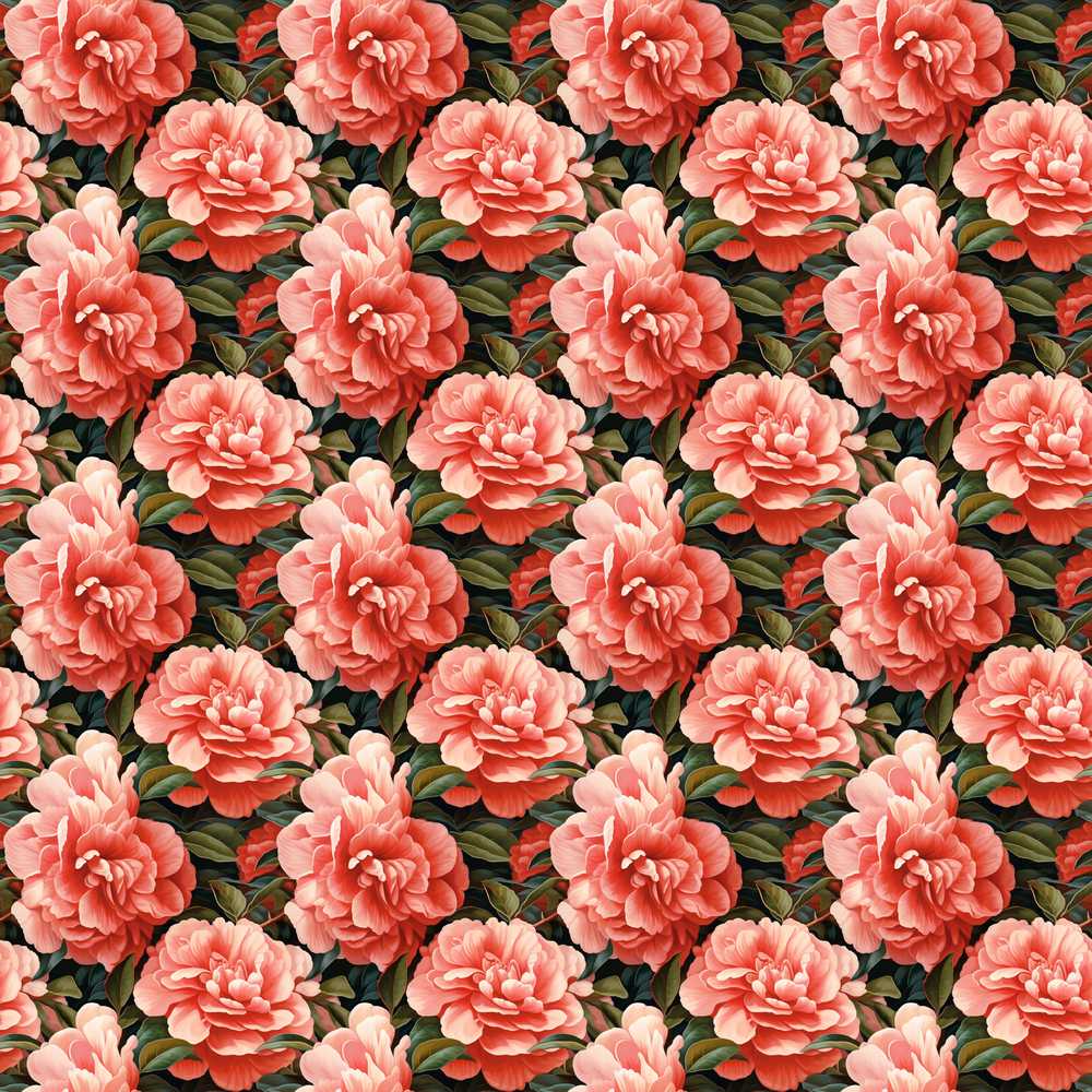 Soft Coral Peony Floral Wildflower Pattern Botanical
